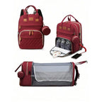3 In 1 Diaper Bag Backpack Foldable Baby Bed Waterproof Travel Bag with USB Charge Diaper Bag Backpack with Changing Bed 3 types