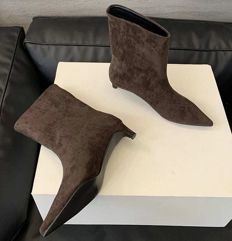 Botas Feminina High Heel Leopard Print Boots Women Ankle Boots Autumn Ladies Elegant Pointed Toe Short Botas Zapatos De Mujer
