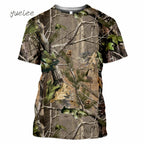 Novelty Men's T-Shirt 3D Woods Hunting Camouflage Print Short-Sleeved T-Shirt Outdoor Sports Tops Summer Men's Casual T-Shirt