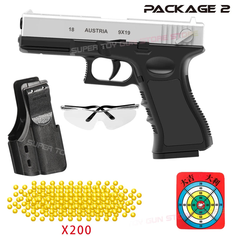 G18 Plastic Toy Gun Fires Powerful and Long-Range Soft Rubber Bullets Outdoor Sports Shooting Game Props