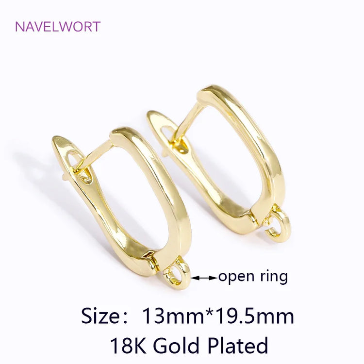DIY Earring Making Accessories 18K Gold Plated Smooth Earring Hook Clasps Brass Metal Earwires Hooks,Jewelry Making Supplies