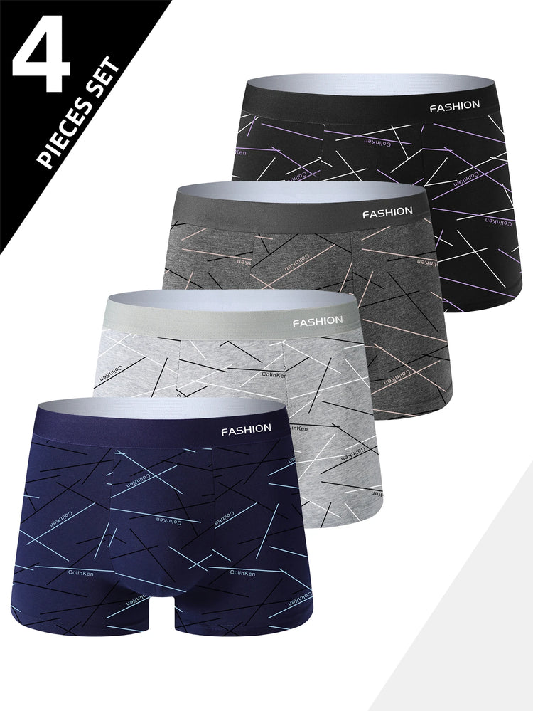 4-Pack Men's Soft Comfortable Fashionable Boxer Shorts Health Advanced Sports Casual Men's Briefs Underwear