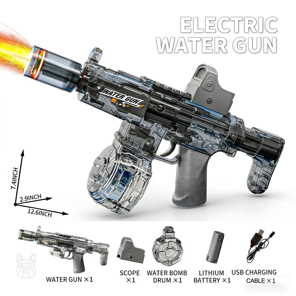 Space Electric Water Gun Energy Ring Burst transparent LED Lights Large Capacity Full Auto Continuous Fire Squirt Gun Toy