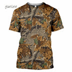 Novelty Men's T-Shirt 3D Woods Hunting Camouflage Print Short-Sleeved T-Shirt Outdoor Sports Tops Summer Men's Casual T-Shirt