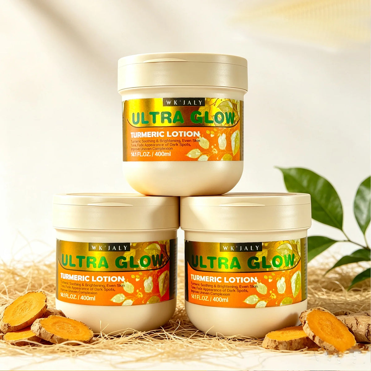 WK JALY Ultra Glow Turmeric Body Lotion, Brightening, Even Skin Tone, Deeply Moisturize Skin, Fade Dark Spots, Hyperpigmentation
