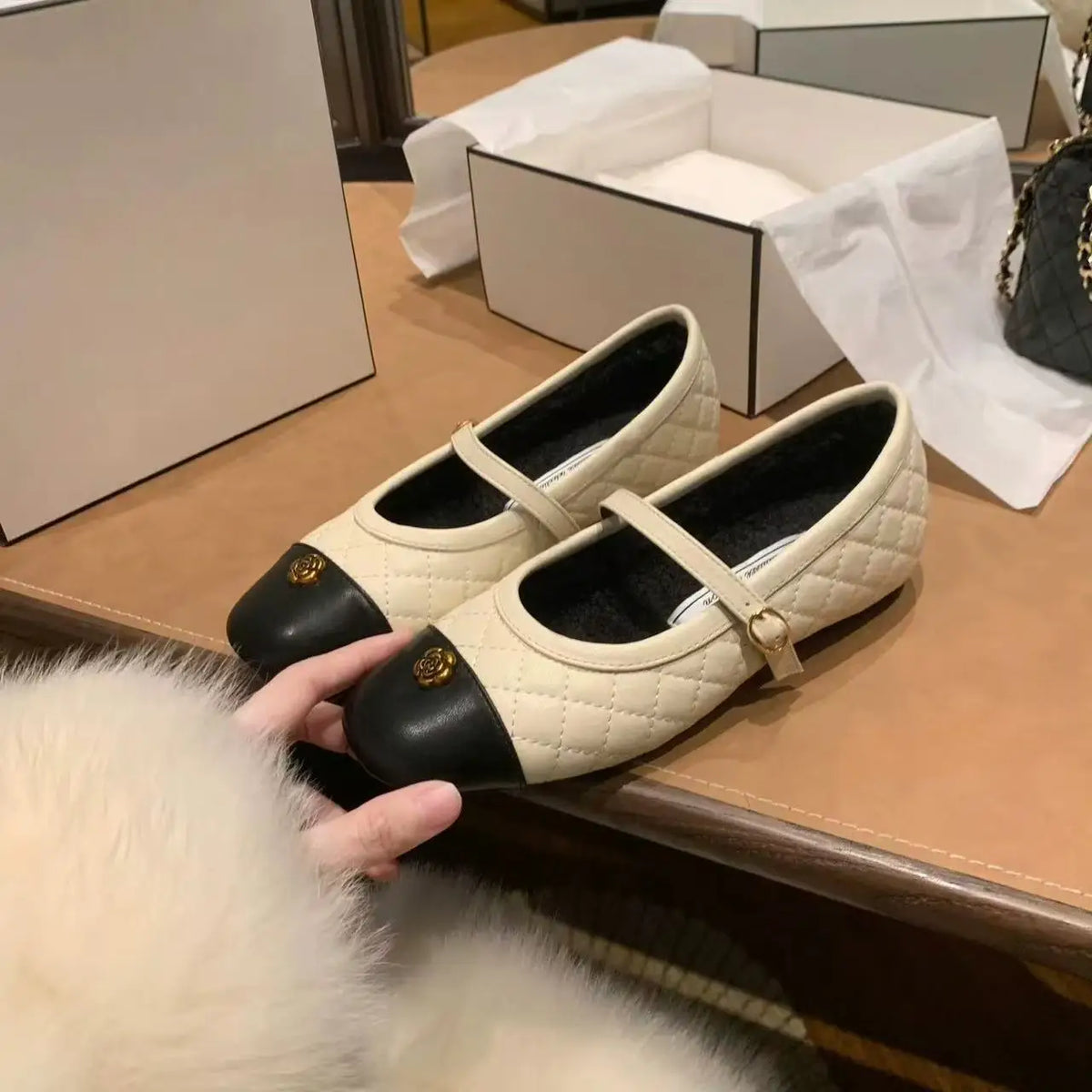 Spring 2026 Fashionable Small Fragrance Flat Bottom Mary Jane Ballet Style Single Shoes Women's Increased Height Interior
