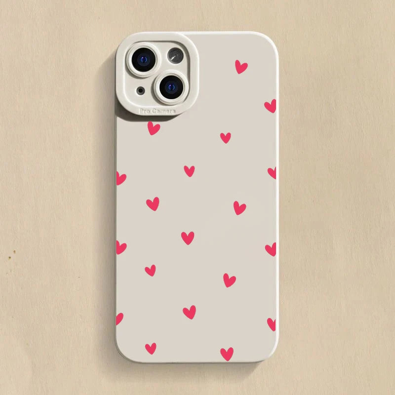 Black Love Heart Phone Case For iPhone 18 17 16 14 15 13 12 11 Pro Max X XR XS 7 8 15 16 Plus SE Shockproof Silicone Soft Cover