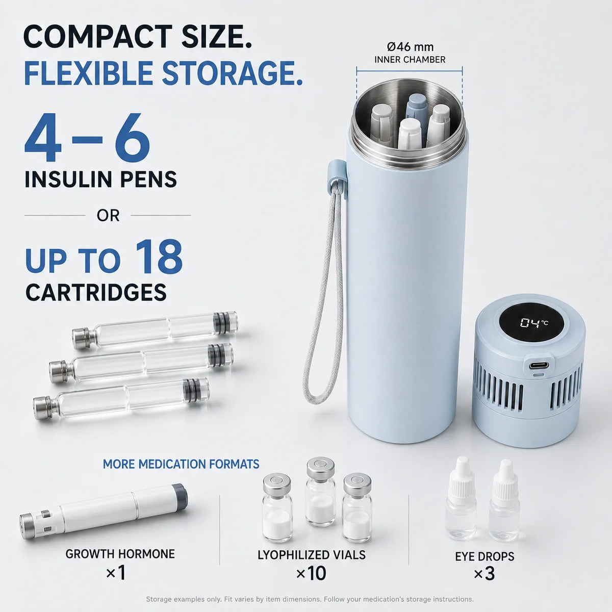 Portable Insulin Cooler 2-8°C USB-C Medicine Refrigerator for Travel, Medication Cooling Cup with Digital Display