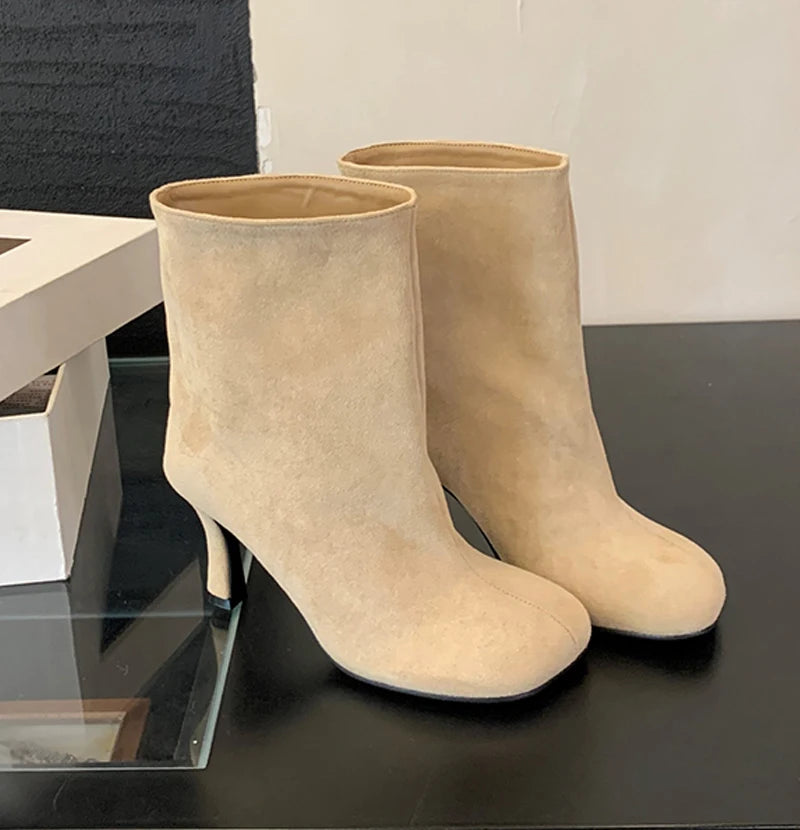 Botas Feminina High Heel Leopard Print Boots Women Ankle Boots Autumn Ladies Elegant Pointed Toe Short Botas Zapatos De Mujer