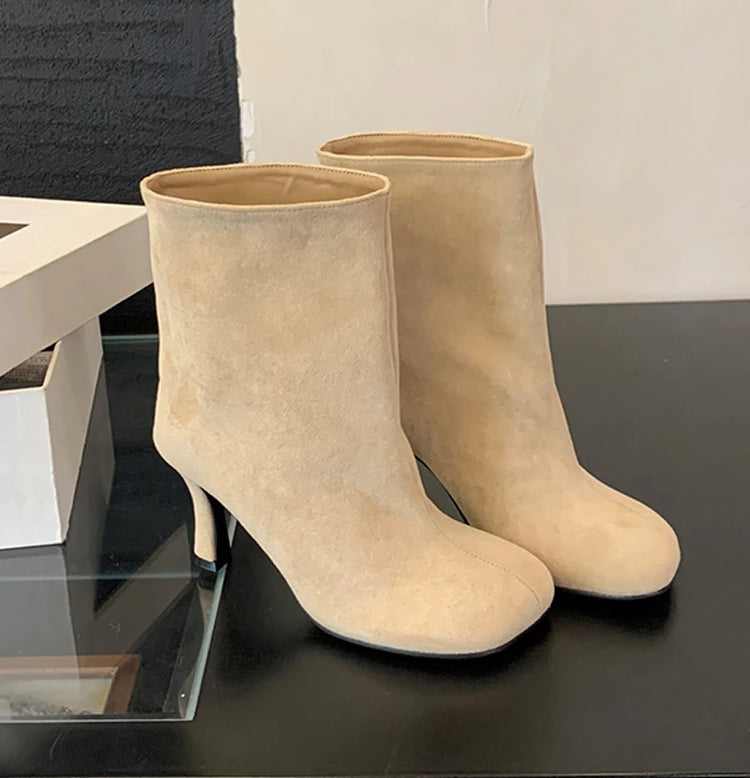 Botas Feminina High Heel Leopard Print Boots Women Ankle Boots Autumn Ladies Elegant Pointed Toe Short Botas Zapatos De Mujer
