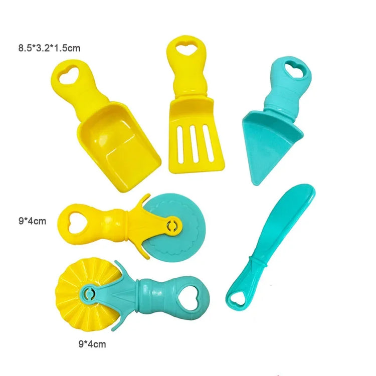 Food Play Dough Molds for Kids Plastics Fruit Vegetable Dumpling Noodle Mold Knife Fork Bowl Plate Playdough Accessories Toys