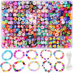 700Pcs Jewelry Making Kit DIY Beaded Crafts for Necklaces & Bracelets Acrylic, Soft Clay, Animal Charms, Polymer Clay Bead Sets