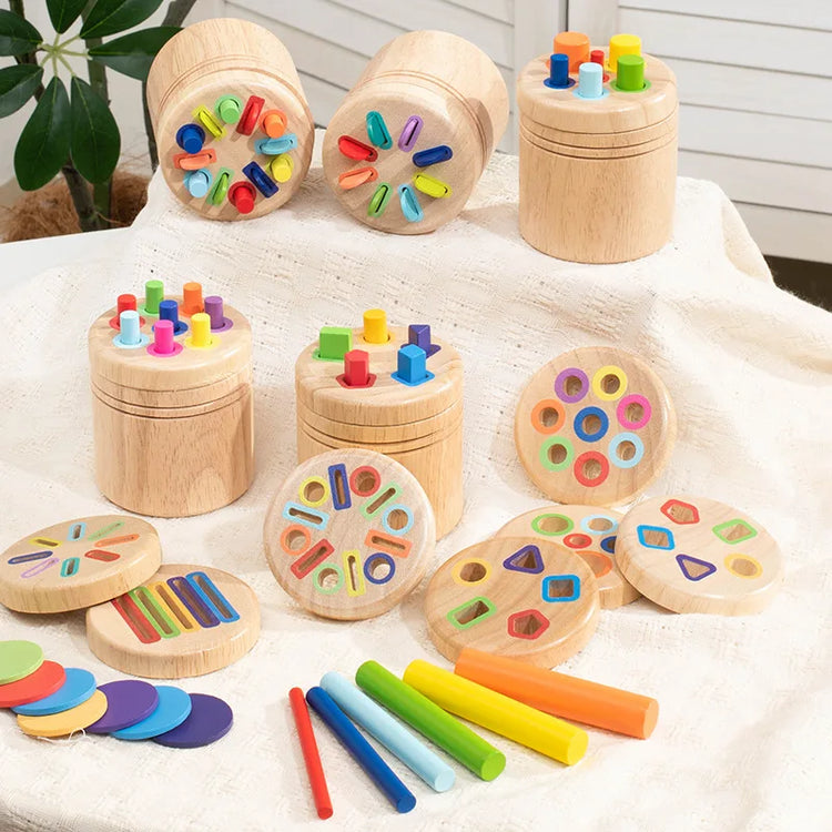 Kids Montessori Color Sorting Toy for Toddlers Wooden Fine Motor Skill Toy for Kids Educational Sensory Learning Game Gifts