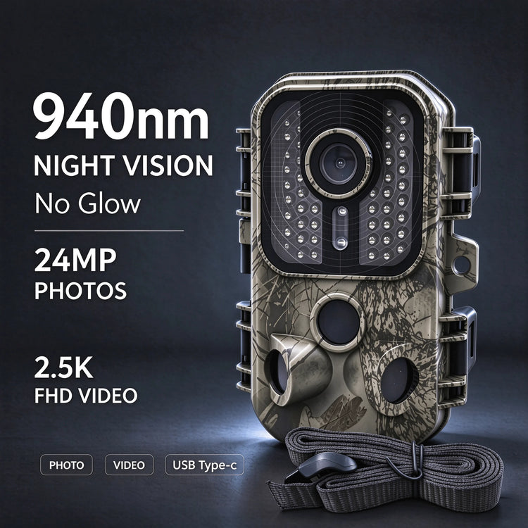 Suntekcam 24MP Hunting Trail Camera, 2.5K FHD Game Cam with 940nm Invisible Night Vision, Waterproof Motion Activated Wildlife