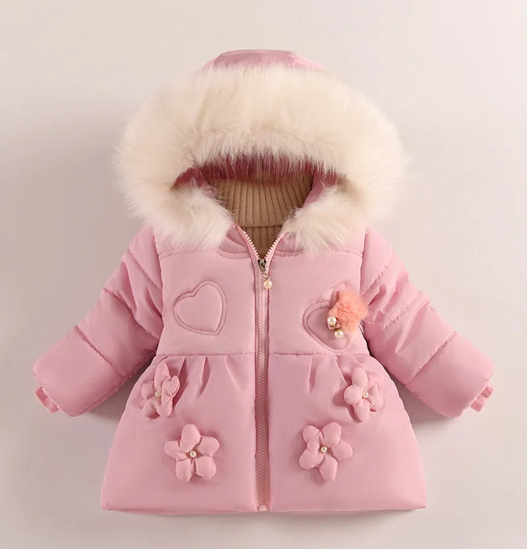 Girls Jacket Fur Collar
