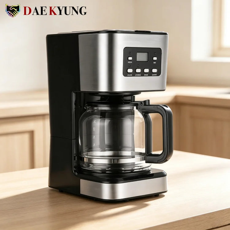 110‑220V Automatic American Drip Coffee Maker, 12‑Cup Coffee Machine for Latte & Espresso, Home Office Coffee & Tea Brewer