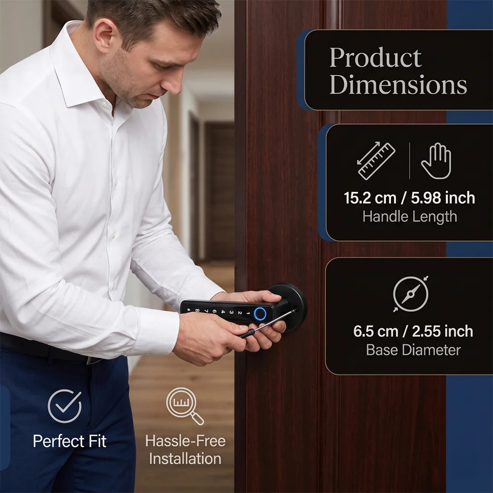 Upgraded Biometric Fingerprint Smart Door Lock, Bluetooth Digital Keypad Keyless Entry Door Lock, Password Touch Keypad Electronic Security Lock, Applicable Door Thickness 30mm-55mm For Home Apartment Office