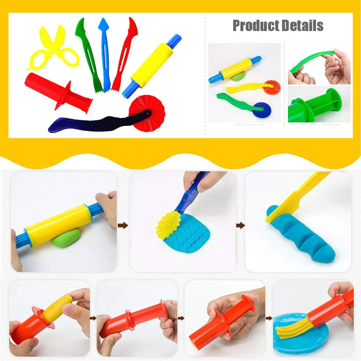 Plasticine Model Playdough Tools Set for Kids 3D Syringe Roller Impression Moulds Play Dough Tools Kit Clay Craft Toys Gift