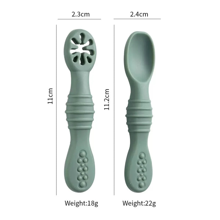 Baby Silicone Grinding Training Spoon Feeding Complementary Food Rice Paste Double Headed Soft Spoon Sticky Licking Rod