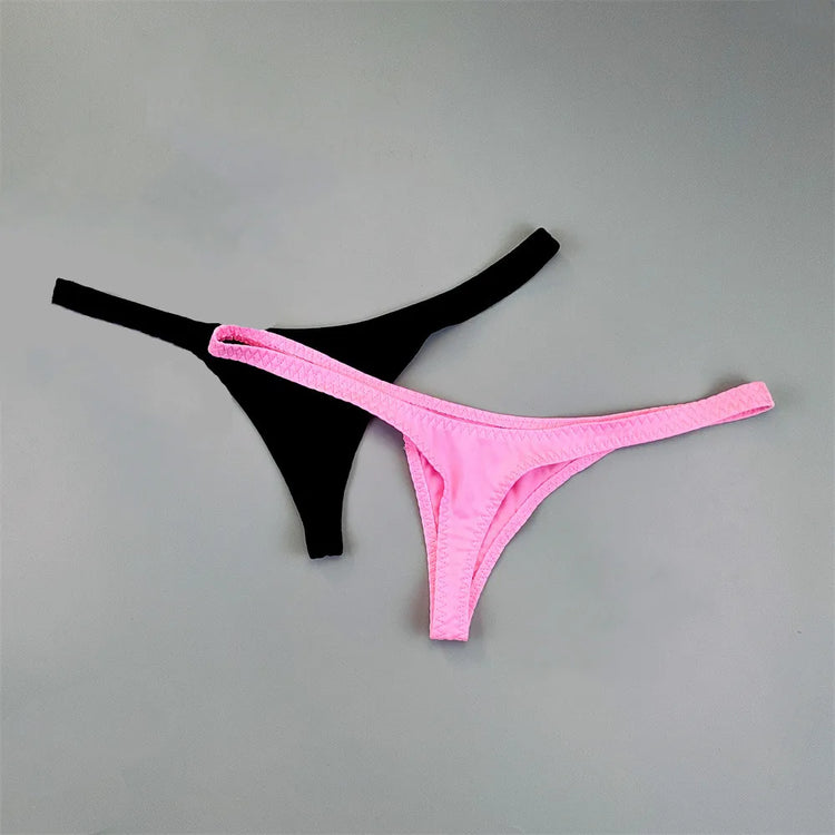 2Pcs Sexy Mini Micro Thongs Low Waist Seamless Female Underpants Comfortable Solid Bikini Underwear Women G String