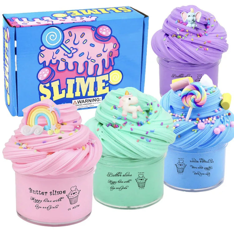 Butter Slimes Soft Slime Toys Slime Set with 4-Pack Safe Color Toys Super Soft and Non-Stick DIY Surprise Slimes