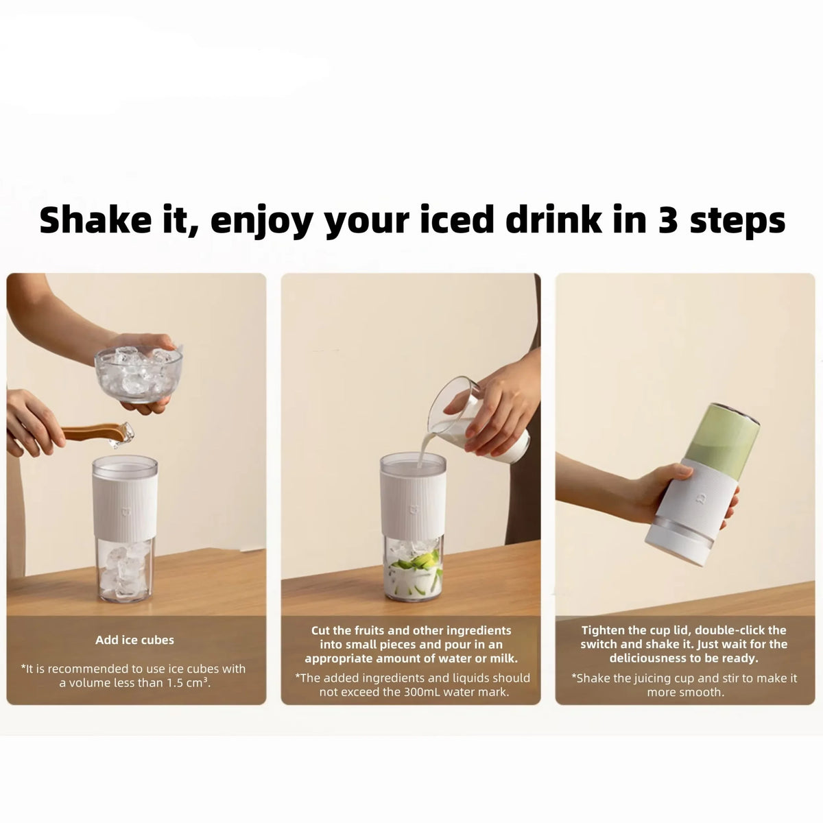 Xiaomi MIJIA Portable Juicer 2 Electric Mini Blender Fruit Vegetables Quick Crushed Ice Juicing Kitchen Food Processor 300ml