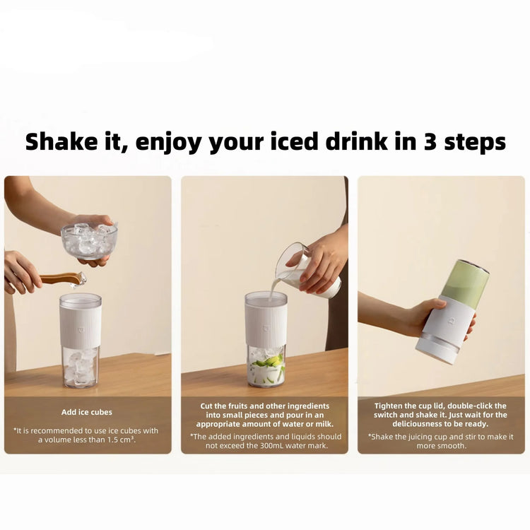 Xiaomi MIJIA Portable Juicer 2 Electric Mini Blender Fruit Vegetables Quick Crushed Ice Juicing Kitchen Food Processor 300ml
