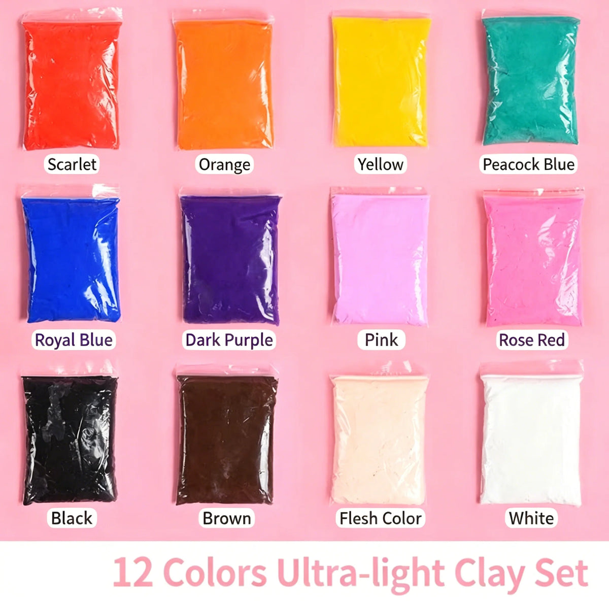 12 Colors Air Dry Modeling Clay Set Soft Non-toxic Playdough DIY Animal Doll Craft Kit Early Educational Toy Kids Birthday Gift
