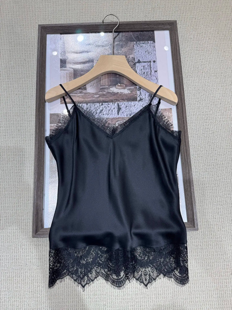 women's 100% Silk Sleeveless Top High Quality Super Soft Tank Top 2026 New Luxury Design Tops