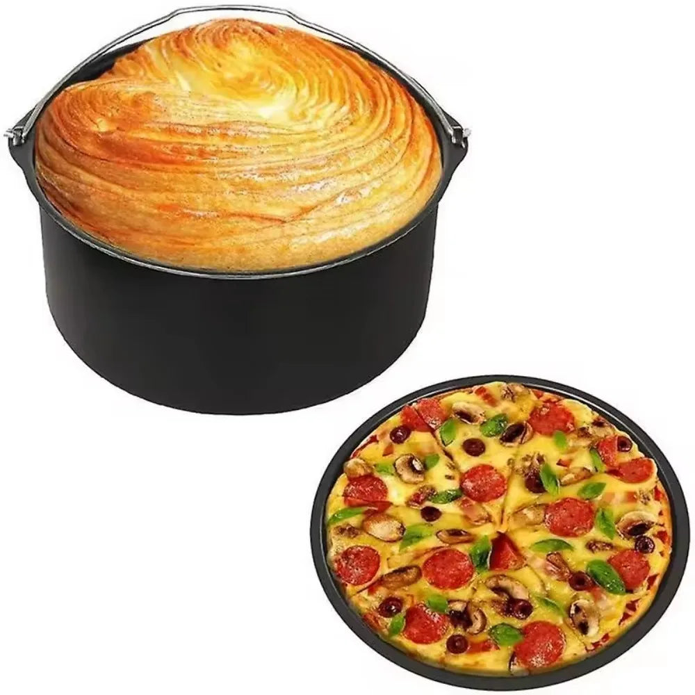 6/7/8 Inch Non-Stick Cake Pan Air Fryer & Oven Safe Mold with Handles Multi-Use Bakeware for Pizza/Cakes/Desserts Baking Tray