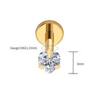 Right Grand ASTM F136 Titanium 16G Heart CZ Threaded Labret 3mm/4mm/5mm CZ Cartilage Tragus Helix Nose Stud Piercing Jewelry