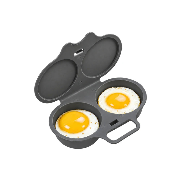 iLMH Microwave Egg Cooker, BPA Free Non Stick Dual Cavity Egg Poacher, Quick Oil Free Breakfast Maker for Home Kitchen Dorm