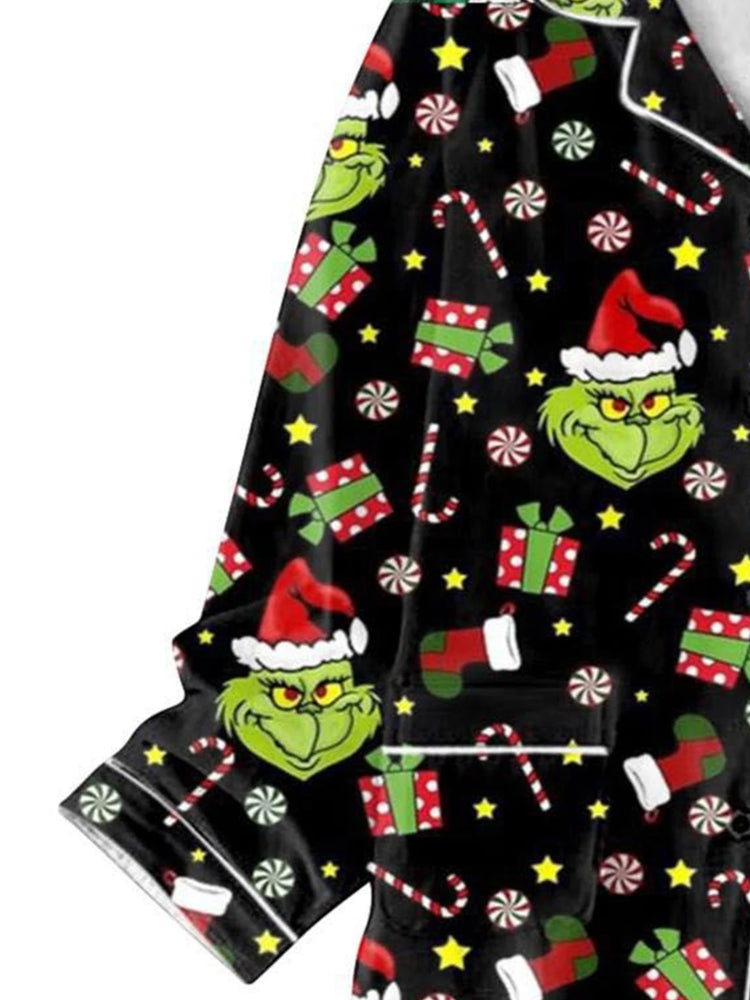 Unisex Christmas Tree Pattern Long-Sleeve Pajama Set Fashionable 3D Print Casual Y2K Style 2025 Collection Comfortable Sleepwear