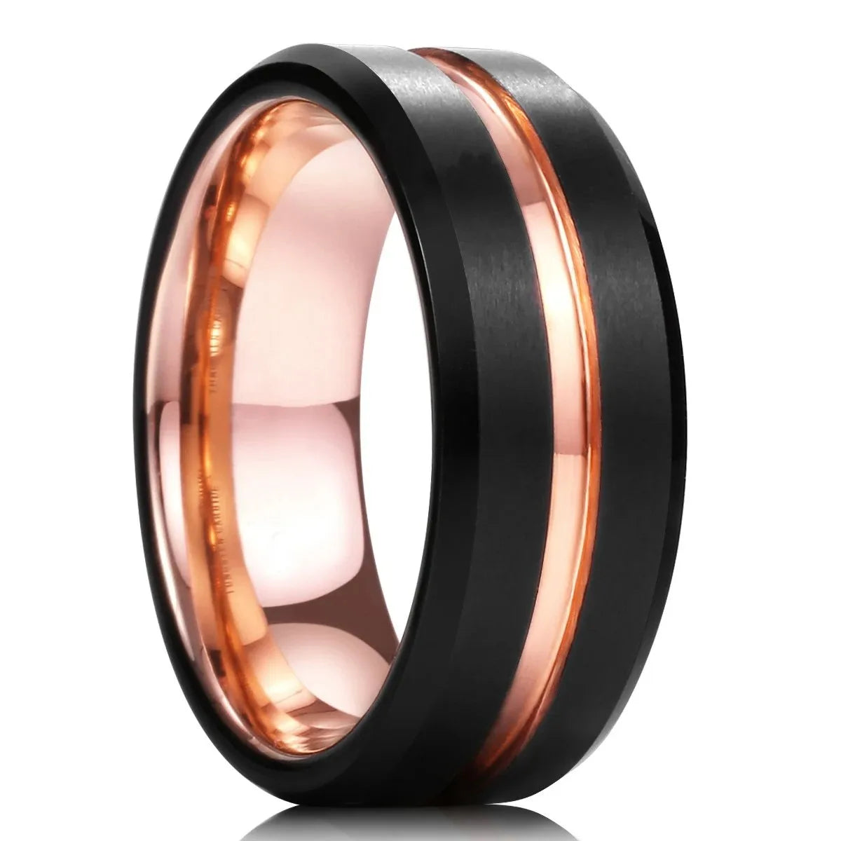 Simple 8mm Silver Color Stainless Steel Rings For Men Women Matte Finish Beveled Edge Men Wedding Rings Party Jewelry Gifts
