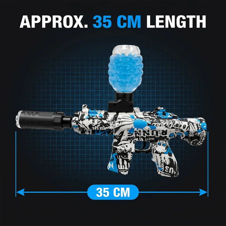 Graffiti Electric Gel Ball Blaster Toy, LED Glow & Cool Mist Effect Auto Gel Blaster, Rapid Shooting Game for Backyard Outdoor Team Activity, Rechargeable Gel Blaster with Hopper, Gift for Teen Hobbyist