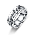Titanium Steel Rotatable Chain Rings for Women Men Spinner Decompression Multifunctional Chain Ring Bottle Opener Ring Jewelry