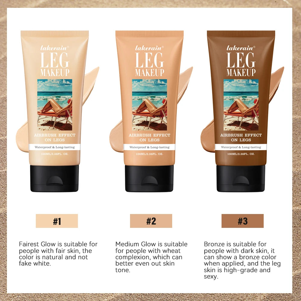100ml Tan Leg Makeup Body Foundation Lotion Even Skin Tone Waterproof Long Lasting Body Tanning Cream Medium Bronze Leg Makeup