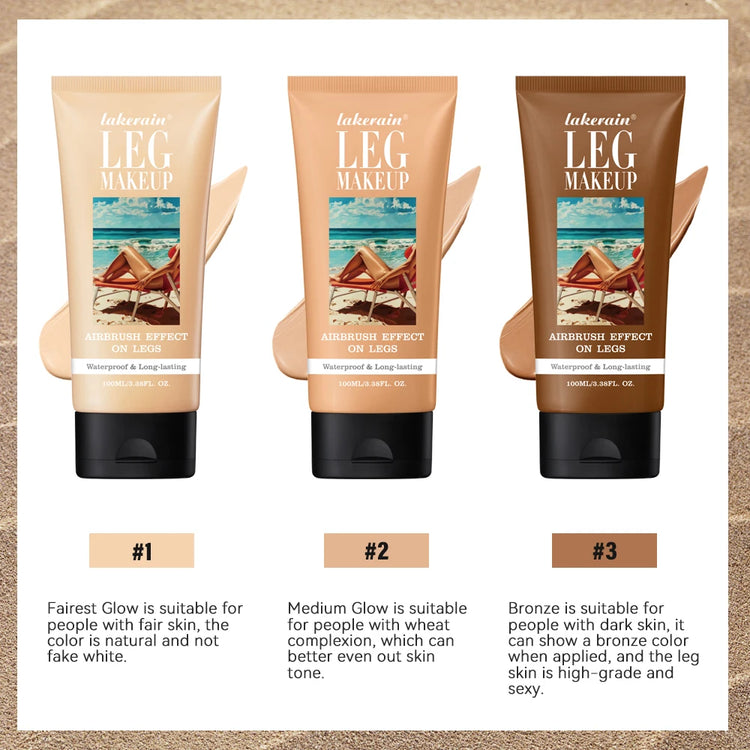 100ml Tan Leg Makeup Body Foundation Lotion Even Skin Tone Waterproof Long Lasting Body Tanning Cream Medium Bronze Leg Makeup