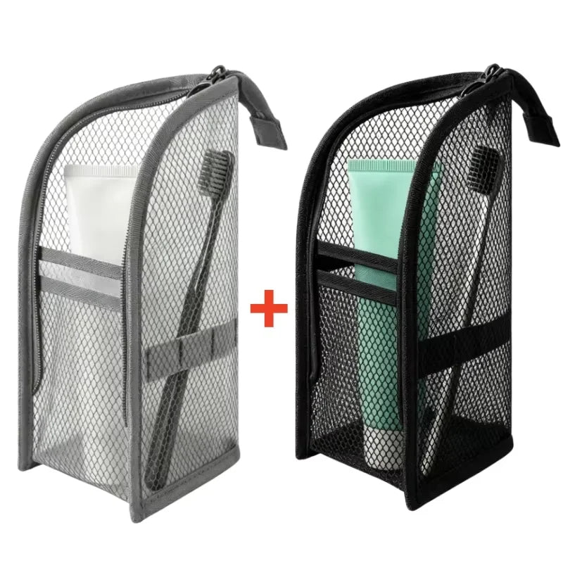 Standing Mesh Toiletry Bag Portable EVA Waterproof Travel Foldable Toothbrush Cosmetic Organizer Women Bathroom Storage Pouch