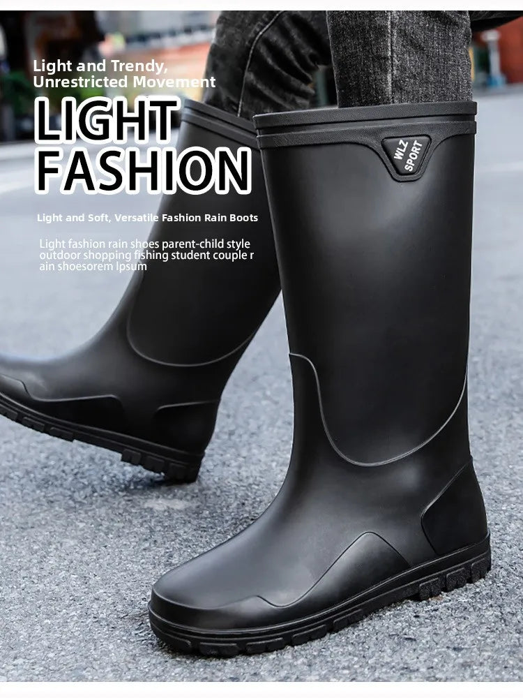 German Style Waterproof Rain Boots Men's Anti-Slip High Tube Long Camping Fishing Snake Bite Proof Thickened Rubber Shoes