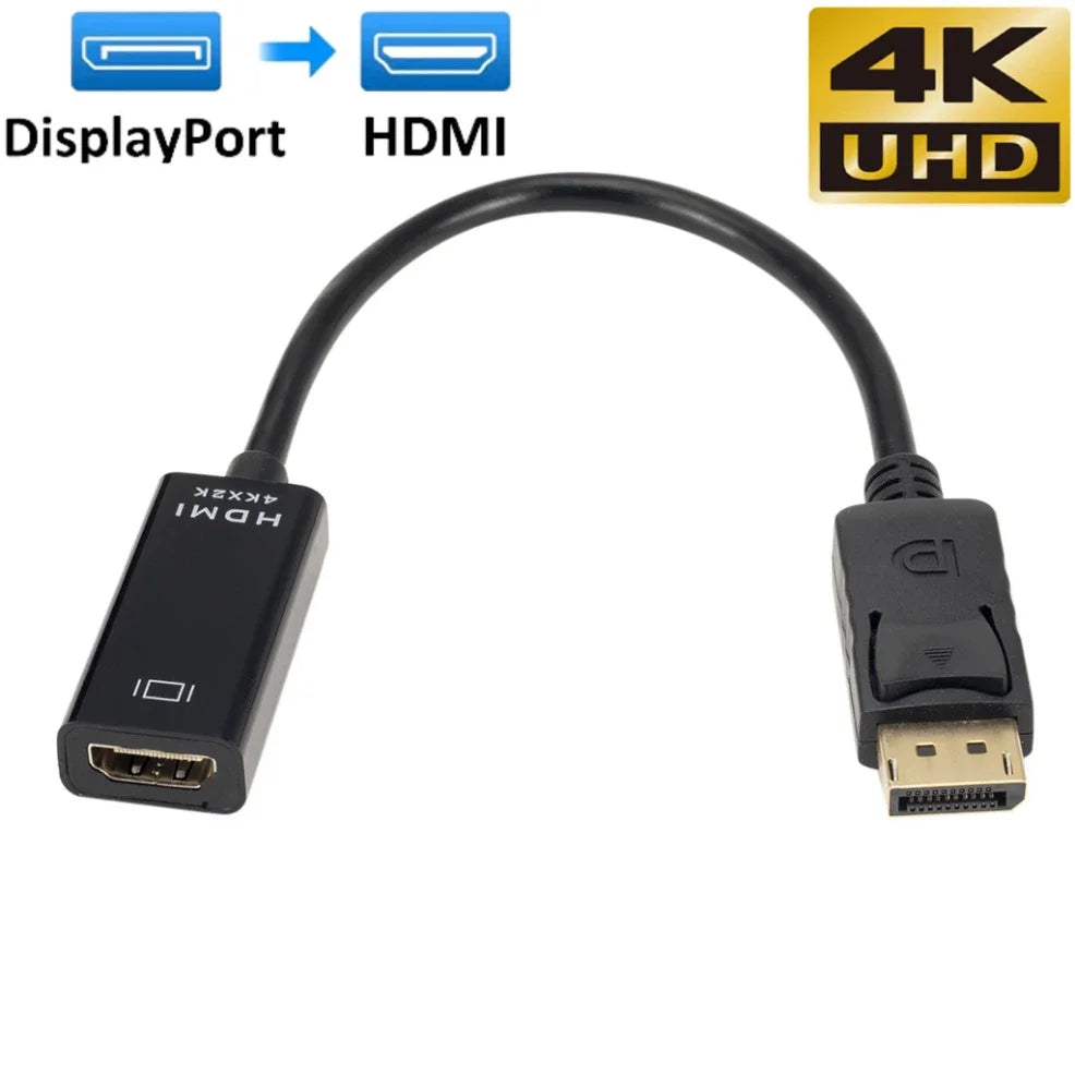 DP to HDMI Adapter Converter 4K 1080P Male to Female DisplayPort to HDMI-Compatible Video Audio Adapter Cable for PC TV Laptop