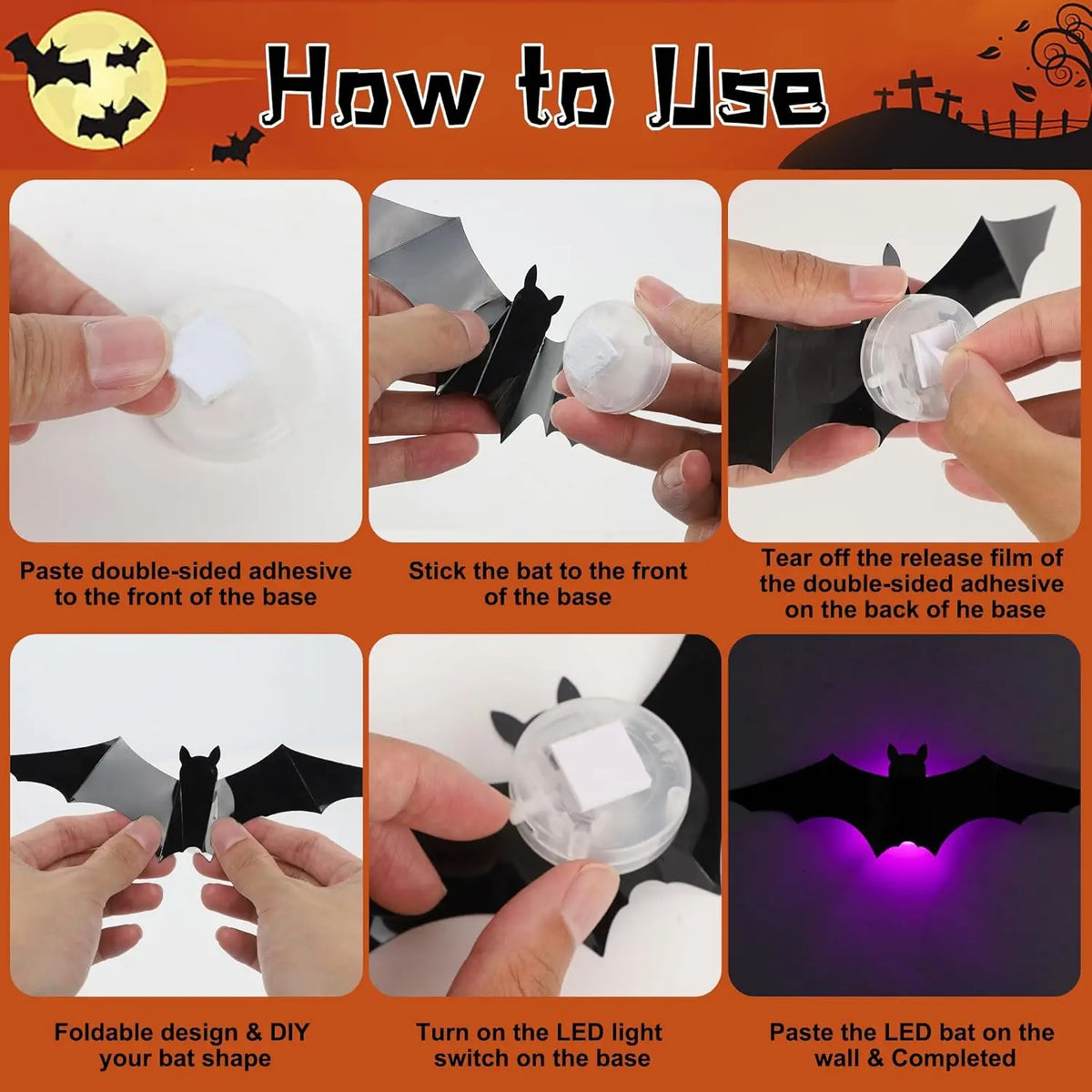 Halloween Bats Decorations,3D Pvc Bat on The Wall,Black Bats Wall Stickers,Halloween Scary Props