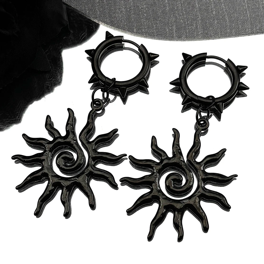 Punk Spike Rivet Hoop Earrings For Women Men Ear Studs Stainless Steel Gothic Hip Hop European and American Earring Jewelry Gift