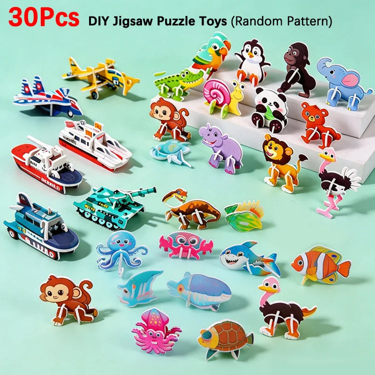 3D Animal Paper Puzzle Colorful DIY Paper Craft Kit Cute Animal Aircraft Tank Jigsaw Puzzle Toy Holiday Party Birthday Present