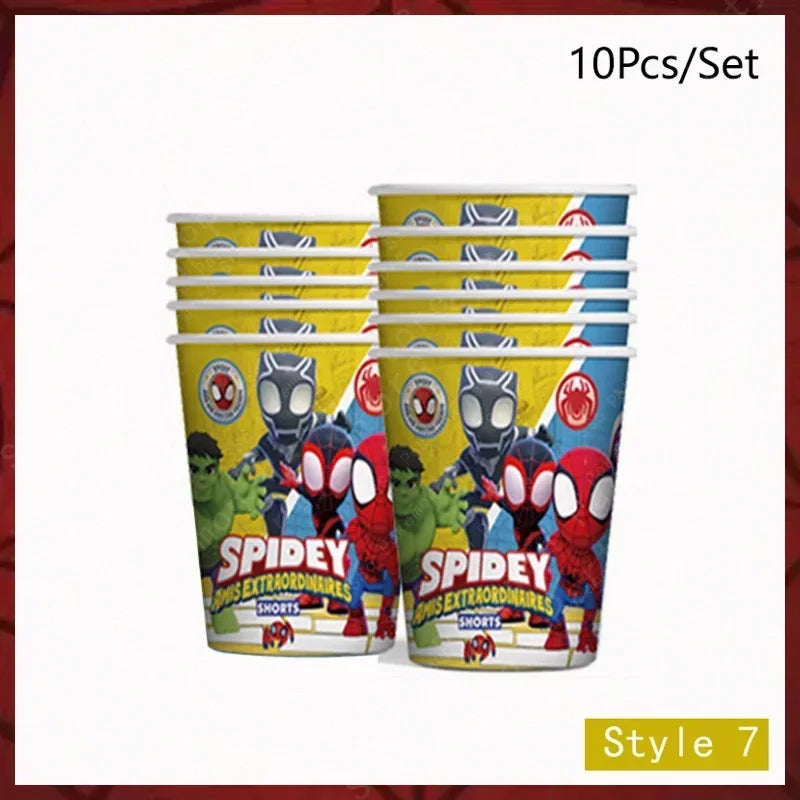 Spiderman Birthday Party Decorations Set Disposable Tableware Napkins Cup Plate Spidey and His Amazing Friends Birthday Supplies