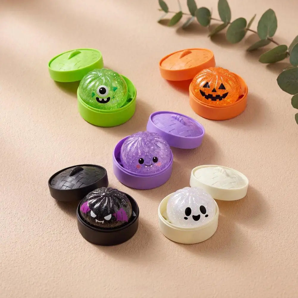 Glitter Halloween Dumpling Stress Toy Slow Rising Soft Squeeze Fidget Squishie Pressure Relief Sensory Toy Fun Halloween Gift