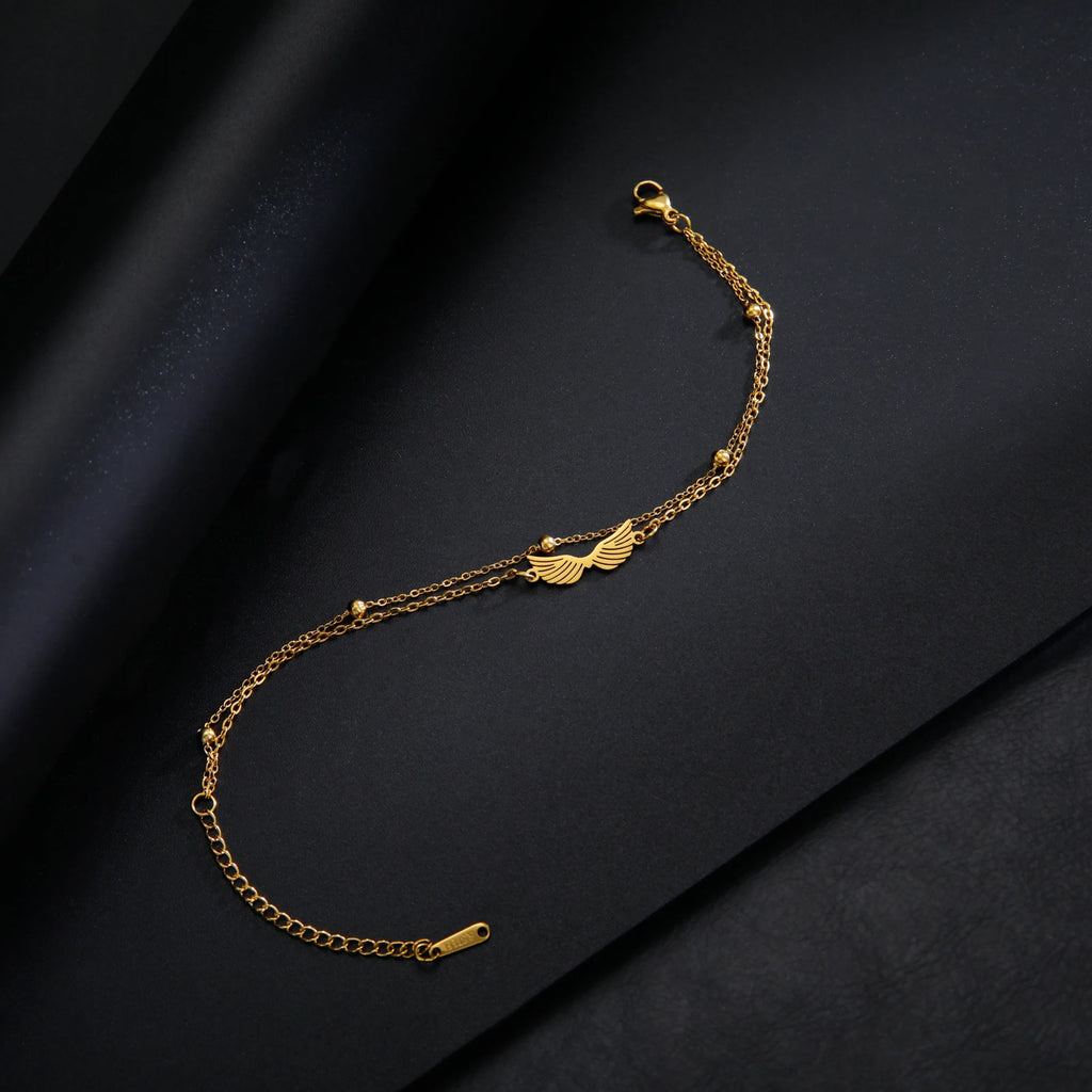 Lucktune Angel Wing Pendant Bracelet for Women Stainless Steel Beads Chain Bracelet Fashion Kpop 2025 New Jewelry Wedding Gift