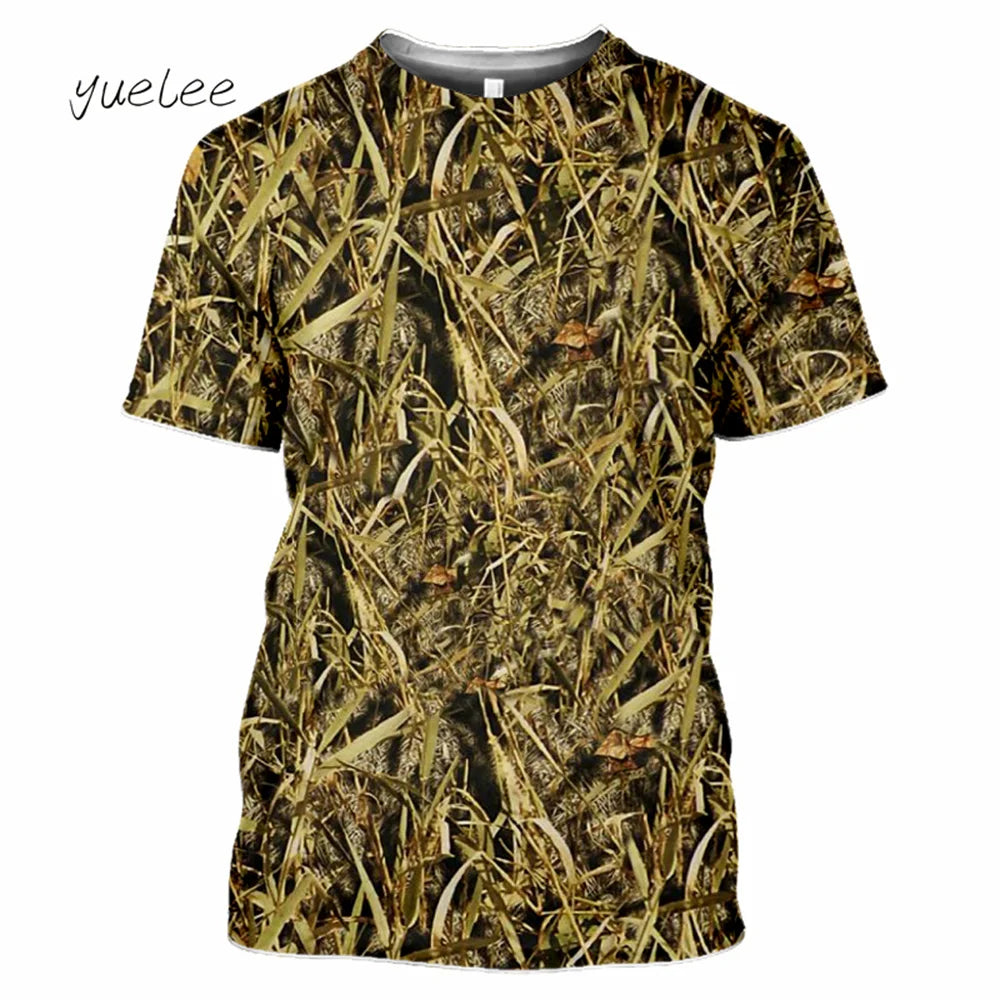 Novelty Men's T-Shirt 3D Woods Hunting Camouflage Print Short-Sleeved T-Shirt Outdoor Sports Tops Summer Men's Casual T-Shirt