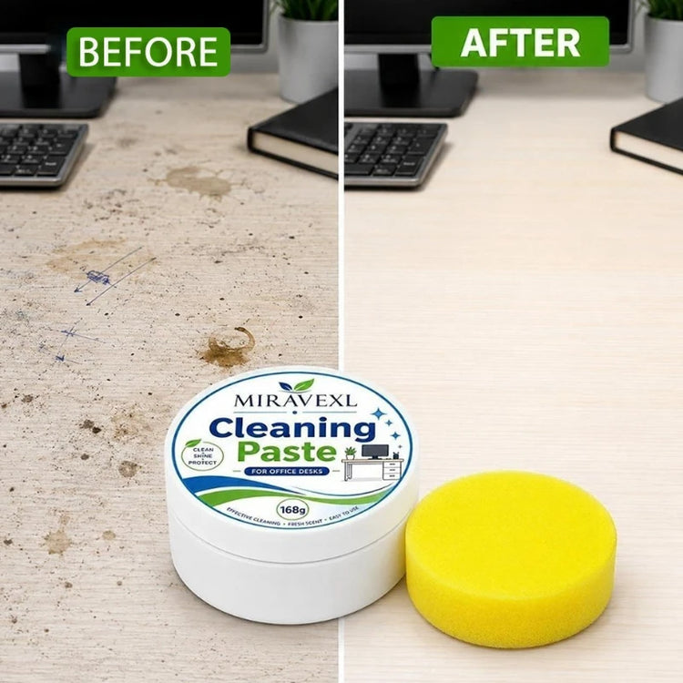 Office Desk Cleaning Paste with Sponge, Multi Surface Stain Cleaner Furniture Polish Cream for All Wooden Plastic Office Desktop