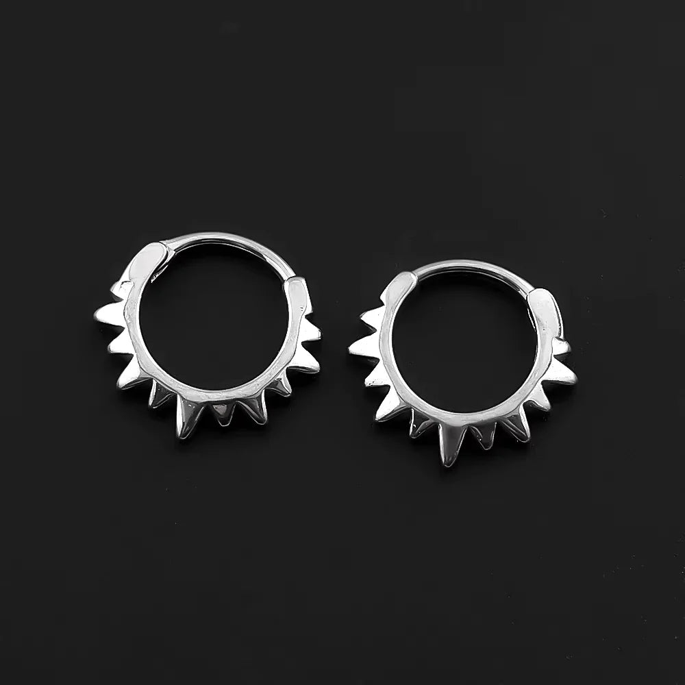 Punk Spike Rivet Hoop Earrings For Women Men Ear Studs Stainless Steel Gothic Hip Hop European and American Earring Jewelry Gift